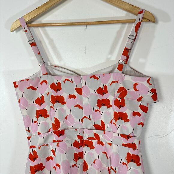 BLACK HALO Zalda Floral Tulip Mini Dress Womans 8 flounce hem - Picture 8 of 11